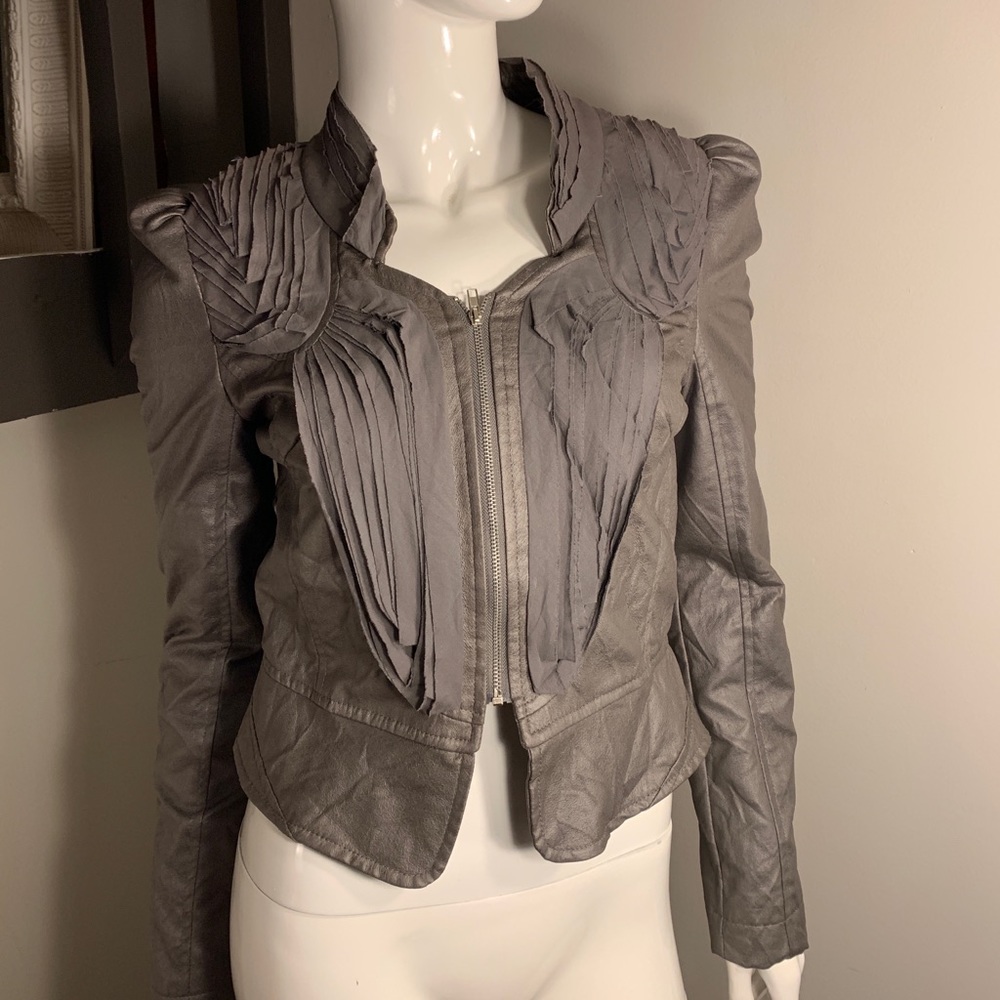 RYU NWT Grey faux leather jacket
